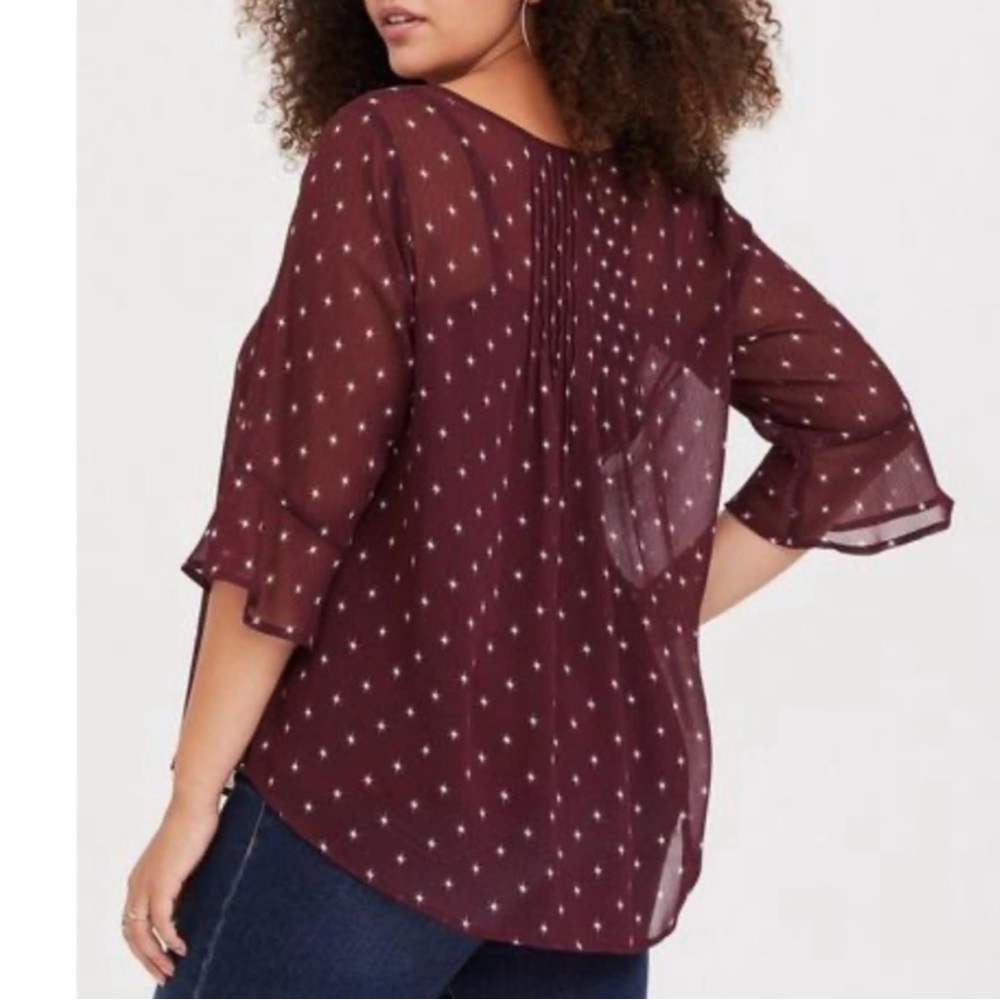 Maroon chiffon top with celestial design